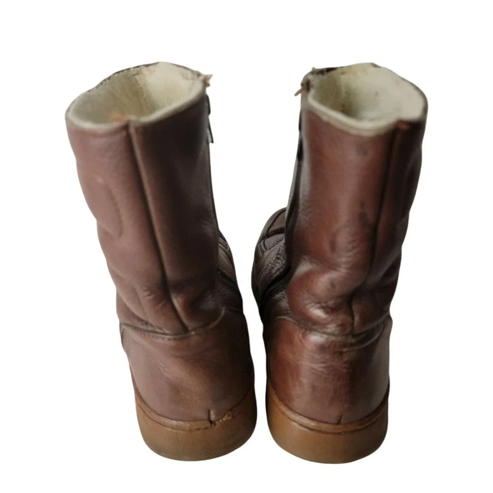 Vintage BATES Floaters Boots 9.5 M Brown Leather‎ Boots Wool Lining